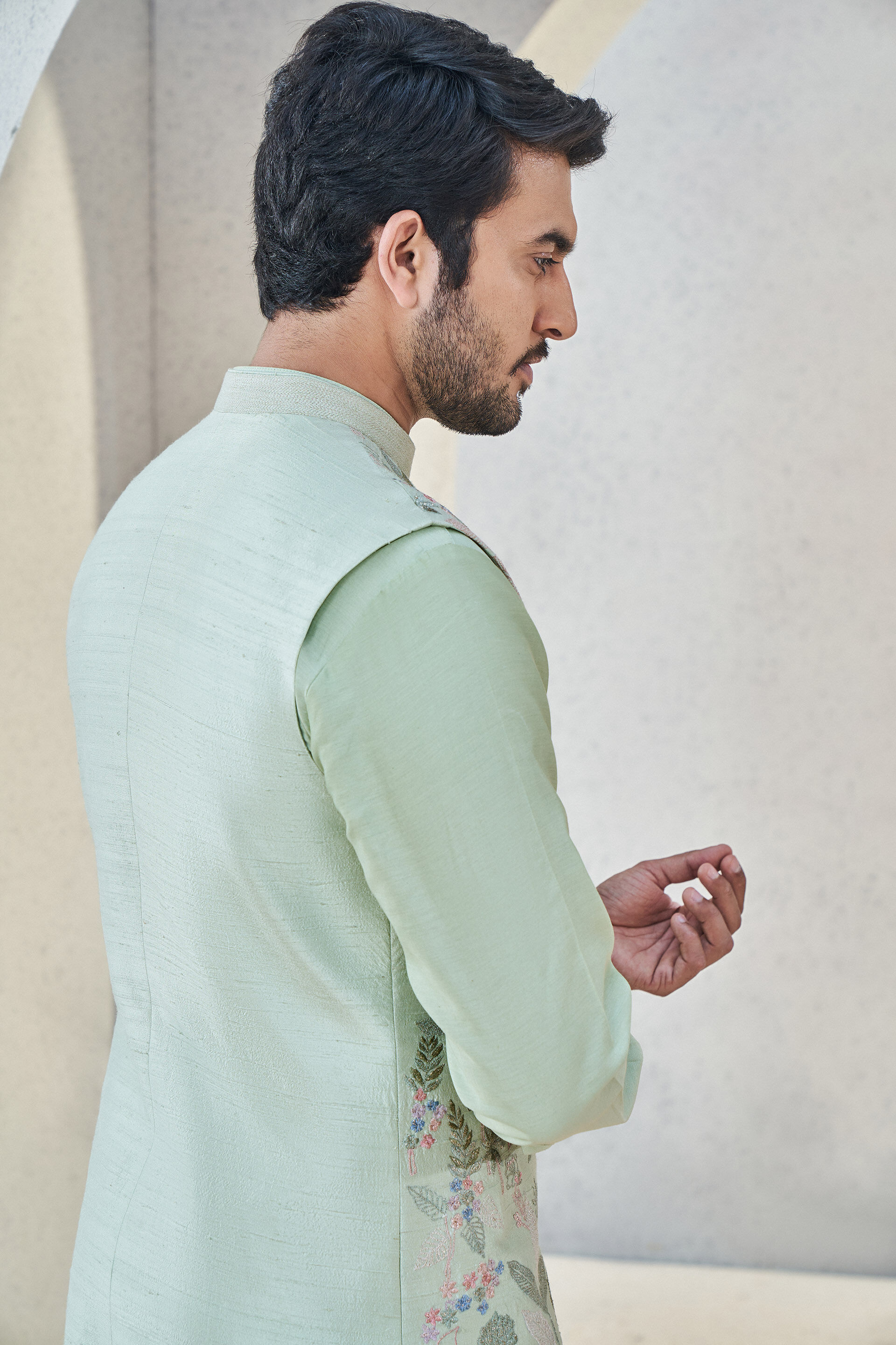 Dhruvam Nehru Jacket - Sage Green, Sage Green, image 5